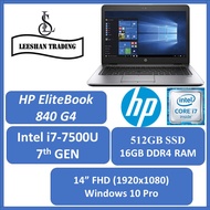 [ Next day deliver ]HP ELITEBOOK 840 G4 CORE I7 -7500U | Intel Core i7-7th Gen | 14.0-Inch FHD | 16GB RAM | 512GB SSD | Windows 10 Pro | MS office | 3 month warranty [Refurbished]