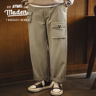 กางเกงขาตรงสไตล์ทหารทำจากผ้าฝ้ายทรงหลวมมีกระเป๋าหลายอเมริกาแบบย้อนยุค P37สำหรับฤดูใบไม้ร่วง