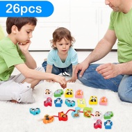 Kids 26Pcs Montessori DIY Colored Wooden Cartoon Animals Shaped St Threading Lacing Beads Beading Game Jewelry Making Toys