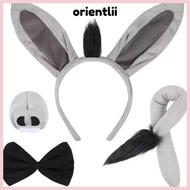 ORIENTLIIY 4PCS Donkey Costume Set, Animal Funny Donkey Headband,  Tail Nose Bow Tie Donkey Ears Hea