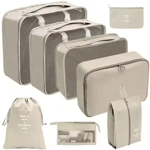 Set Travel Organizer Storage Bags Suitcase Packing Cubes Set Cases Portable Luggage Clothes Shoe Tid