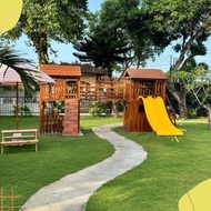 Mainan Anak Playground Indoor Dan Outdoor Brakiasi Seluncuran Wall Climbing Kayu Jati Mahoni Kokoh