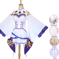 Anime Re: Life in a Different World from Zero Emilia Cosplay Costume Women Girls Lolita Dress Headwe
