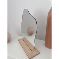 Irregular Shape Mirror Moon Shape Mirror Odd Shape Mirror with Wooden Stand