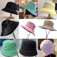 Brocade linen hat, tied with string