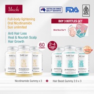 【Official】【6 pcs】Unichi Nicotinamide Gummy 180 Gummies Rose Hydrolysed Marine Collagen/Hair Boost 2.