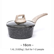 ❀Carote Essential Woody Maifan periuk batu Non-stick Saucepan with Lid (161820cm) Suitable All Stove
