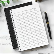 HETTY Spiral Bound Notebook, Sturdy Cover Universal Line Pages Financial Record Book, Blank Grid Lea