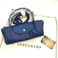 正全新Longchamp 小羊皮法國製 深藍色小款S 兩用包肩背包手提包斜背包折疊包（可放長夾