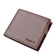 QUANAML Wallet men's short wallet with a three fold zipper and PU wallet with multiple card slots