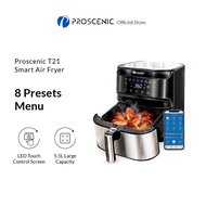 Proscenic T21 Smart Air Fryer Oil Free with APP &amp; Alexa Control 5.5L/1700W Electric Air Fryer Oven with Digital Display and LED Touchscreen Preheat Shake Reminder 8 Cooking Presets Preheat Timer Nonstick Basket Recipe Book