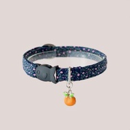 Secret Garden breakaway cat collar : Navy with Orange charm (Add-on)