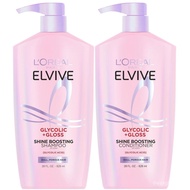 L'Oreal Paris Elvive Glycolic + Gloss Shine Boosting Shampoo and Conditioner Set, Cleanses and Smoot