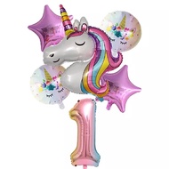 Unicorn balloon set package 5 pcs + 1 U20 number balloon