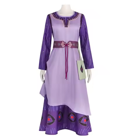 Wish Asha Cosplay Costume Purple Long Dress Adult Kids Princess Outfit Halloween Carnival Party Fanc