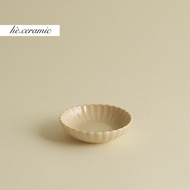 SA SUMMER.CERAMIC / GOBI CERAMIC multi-petal dipping bowl. Desert yellow matte enamel dipping bowl.