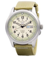 [CreationWatches] Seiko 5 Military Automatic Sports Japan Made Mens Light Green Nylon Strap Watch SNZG07J1
