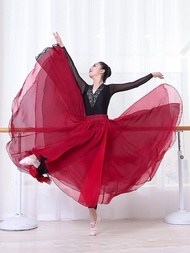 Double-layer Tennis Dance Skirt Classical Dance Practice Clothes 720 Degree Large Slide Skirt Modern
