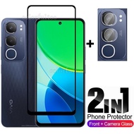2in1 Vivo Y19S 2024 9H Full Cover Glue Tempered Glass Protective Film For Vivo Y19S Y 19S Y17S Y 17S