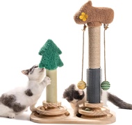 Uion Mewoofun Sisal Cat Scratch Post with Balls Kitten Cat Scratching Post Pet Furniture Cat Tree Post Interactive Cat Toy for IndoorScratchers Pads &amp; Posts