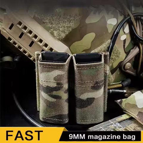 MOLLE Mag Pouch with Quick Release Kydex Insert 9mm Dual Mag Pouch for GL M9 P226 HK USP