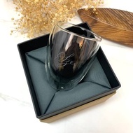 【客制 咖啡杯】雙層隔熱 350ml 刻名 定制 咖啡 玻璃杯 結婚 生