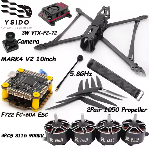 Mark4 V2 10inch 427mm Frame F722 Flight Control 60A ESC 3115 900KV Motor 1050 Propeller Camera VTX R