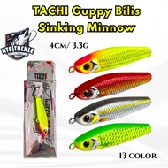 TACHI Guppy Bilis Sinking Minnow 4cm/ 3.3g Gewang Killer Fishing Lure Bait Casting Sebarau PB Kerapu