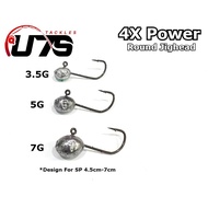 UTS Jighead 4X Kuat+Power 3.5G/5G/7G SoftPlastic Jighead (PER PCS)