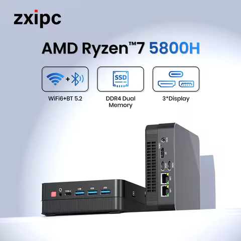 ZXIPC AMD Ryzen7 5800H 4800H 4300U Mini PC Computer Gaming Pocket Dual LAN WIFI6 BT 5.2 Ryzen5 4500U