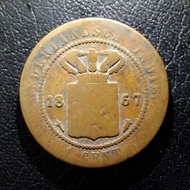 koin kuno 1 cent Nederland indie tahun 1857 Tp-272