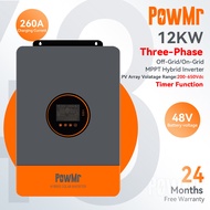 PowMr 12KW 3-phase Hybrid Solar Inverter On/Off Grid สลับได้ 230Vac แรงดันไฟฟ้าเริ่มต้นของ PV 200Voc