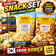 Korean Snack Bundle Gorgonzola Cheese Soft Corn & Injeolmi Snack Sweet Savory Combo From Korea