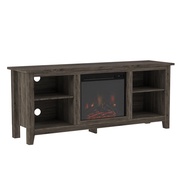 Walker Edison Wren Classic 4 Cubby Fireplace TV Stand for TVs up to 65 Inches, 58 Inch, Charcoal
