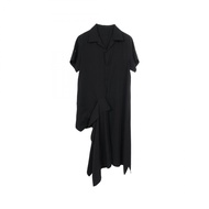 【二手】山本耀司 GABARDINE R 垂褶襯衫裙 短袖羊毛洋裝 FP-D62-100 女款 二手 A