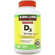 Kirkland Signature Super Vitamin D3 2000 I.U. 600 Soft Capsules, Bottled