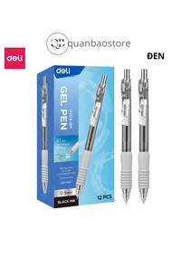 Bút gel bấm đệm xốp cực êm Deli G104 nét 0.5mm ngòi ST mực xanh đỏ đen.
