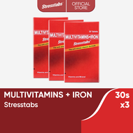 Stresstabs Multivitamins + Iron 30s x3 Fights Stress, Restores Mental Focus; Maintains Healthy Skin