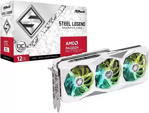 ASRock AMD Radeon RX 7700 XT Steel Legend 12GB OC Graphics Card White