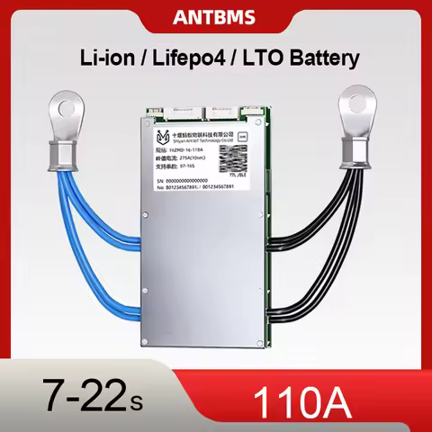 SMART ANT 7-22S BMS 24v 36v 48v 60v 72v Li-ion Lithium Battery PCB with Balance 110A for E-Motorcycl