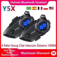 1/2件裝 Y5X 摩托車頭盔藍牙對講耳機 IPX6 防水 4 CVC+DSP 雙智慧降噪 騎乘群組 500/1000米