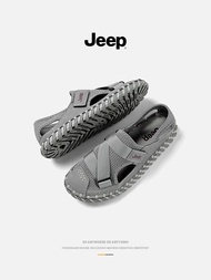 รองเท้าแตะผู้ชาย Jeep นุ่ม รองเท้ากีฬาขับรถด้านล่าง ระบายอากาศได้ดี แบบสวม ลำลอง รองเท้าแตะส้นแบนพื้