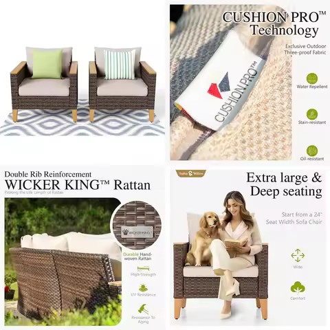 Round Outdoor Daybed with Canopy Wicker Sectional Sofa Sunbed w Cushions amp 3 Pillows, Rattan Clams