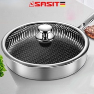 SASIT Wok Kitchen Frying Pan With Lid No Lid 28-30cm 316 Stainless Steel Frying Pan Set Pan Uncoated Non-Stick Pan