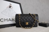 ❣️Chanel classic flap handbag small black calfskin cf23cm 黑金牛小號 魚子醬牛皮
