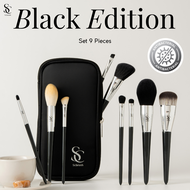SCBRUSH เซตแปรงแต่งหน้า Black Edition 9 ชิ้น มีสารแอนตี้แบคทีเรีย พร้อมกระเป๋า รหัส 723