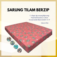 Cadar Queen Zip Bed Sheet 5' x 6' x 6'' 152cm x 182cm x 15.25cm Cover with Zip👍/ Sarung Tilam Single