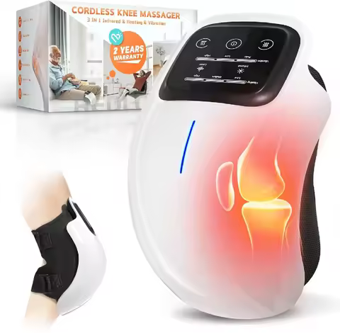 Cordless Knee Massager with Heat,Relax Knee Massage Helps Joint Stiff and Discomfort,3 Levels Heat &