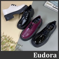 [Eudora] Student Shoes Encore Red Platform Martin Loafers Wine Oxford Gentleman Leather Low-Heel Sma
