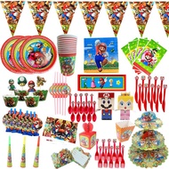 Super Mario Theme party paper plate cup napkin banner tablecloth candy box straw kids boy happy Birthday Party Decor